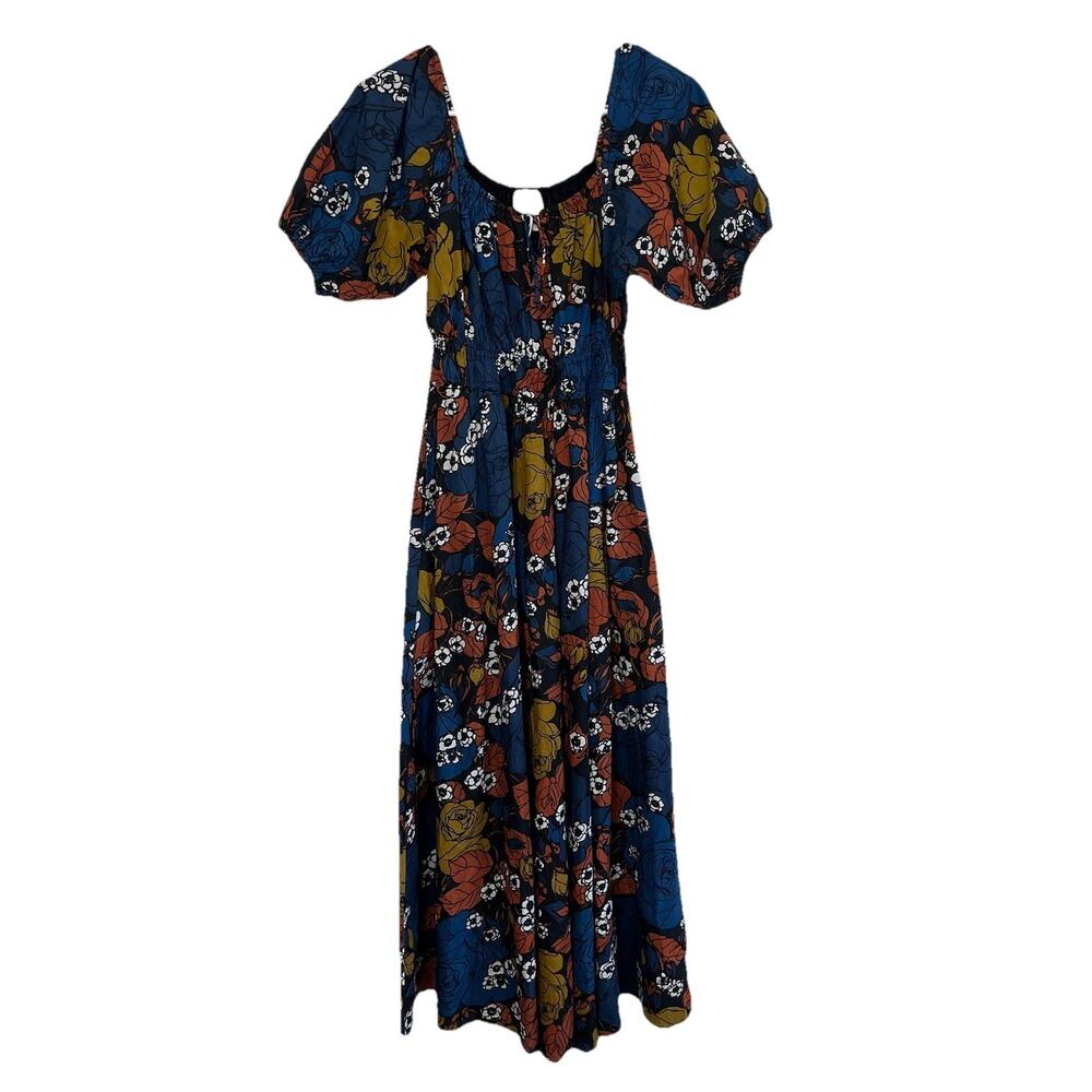 Cleobella XS Maxi Dress Floral Print Puff Sleeve Boho Prairie Cottagecore V24